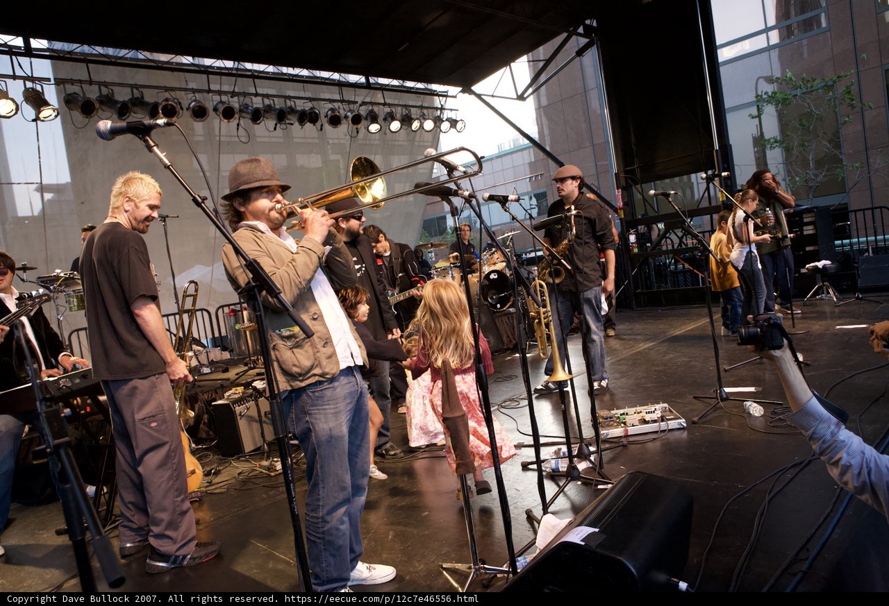 Tommy Blacha Plays the Trumpet at Ozomatli Concert