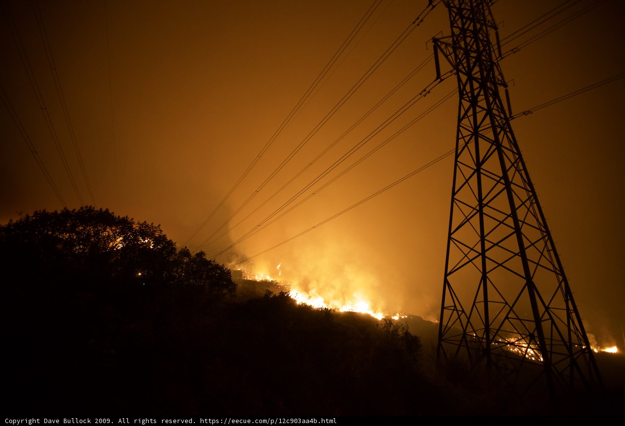 Wildfire Threatens Power Lines