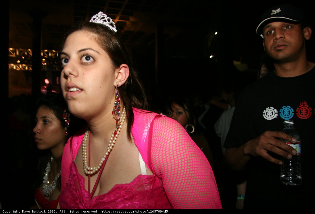Inès Reg in Pink Dress at NYE 2005