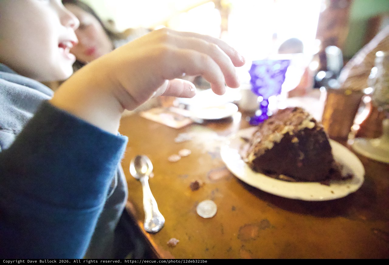 Child Enjoying Chocolate Cake at Madonna Inn