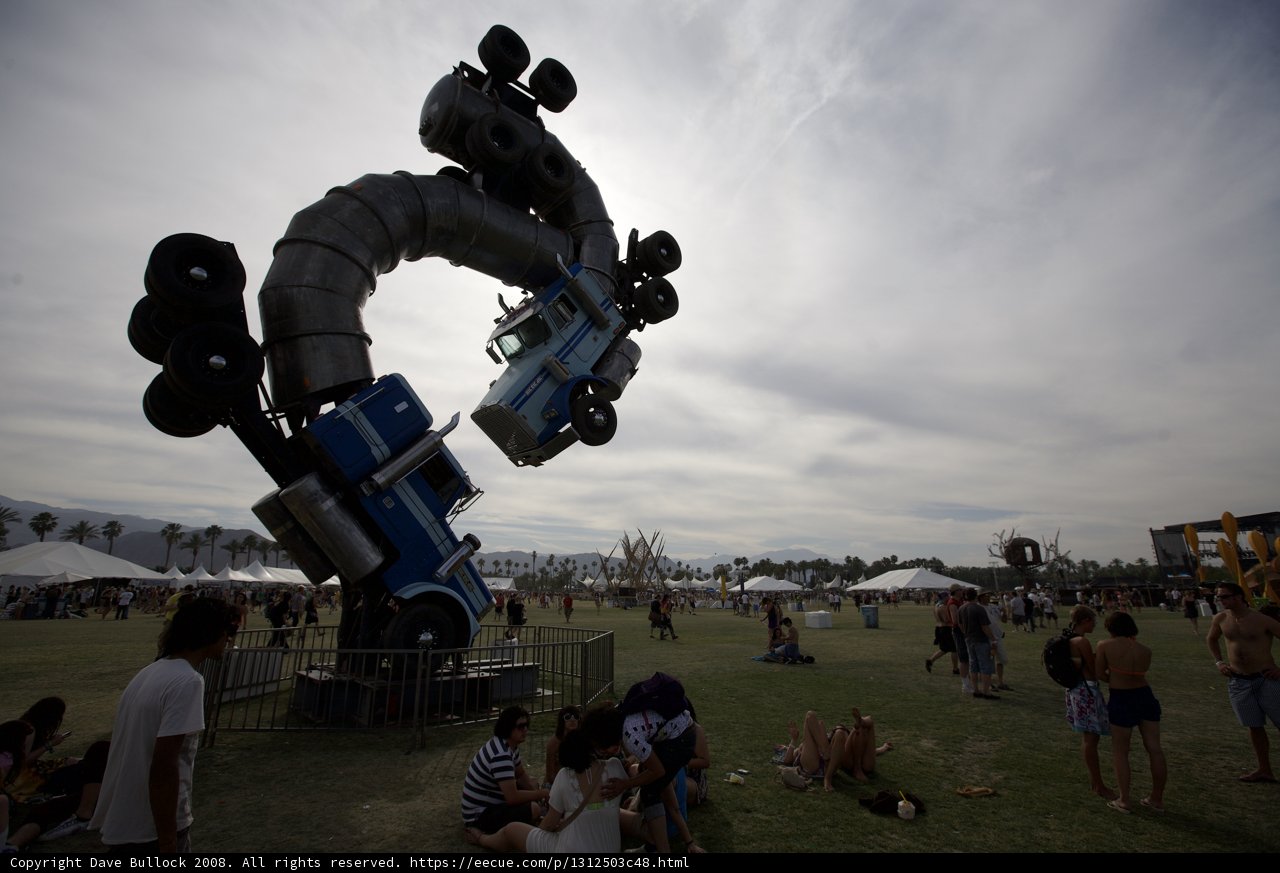 Sculpture of Truck on Display at Coachella Festival
