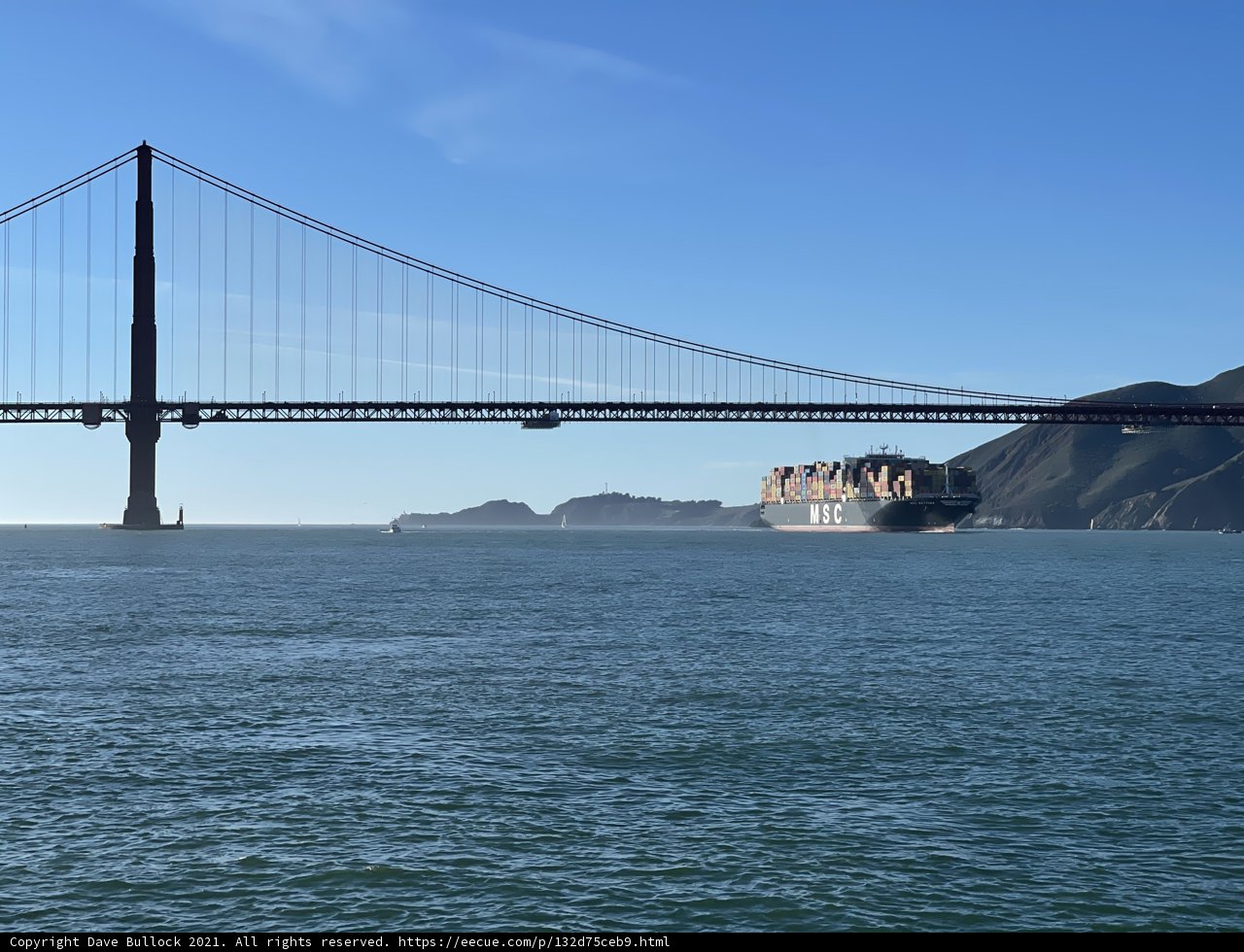 Cruise ship under the Golden Gate Bridge
