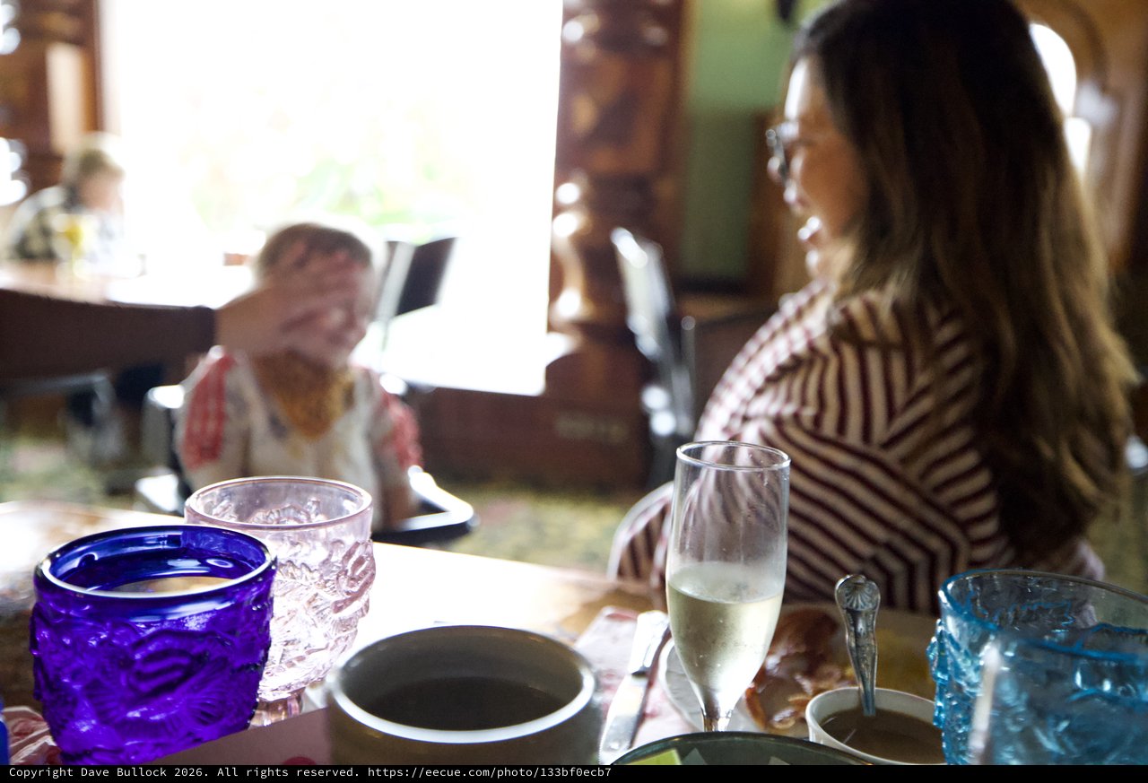 Intimate Dining Moment with Colorful Glassware