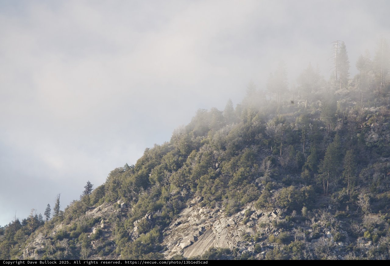Misty Mountain Ridge Emerging Through Morning Fog