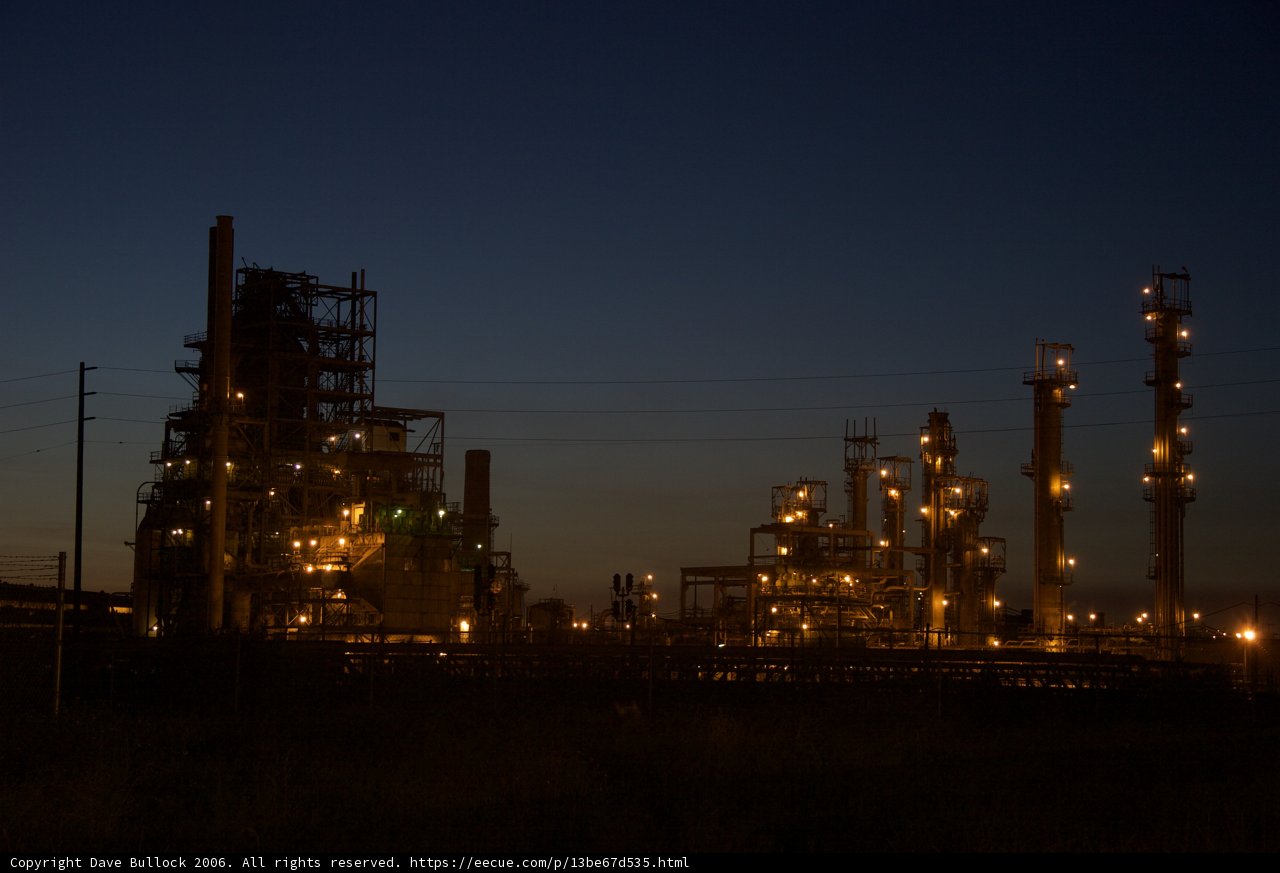 Illuminated Refinery at Night