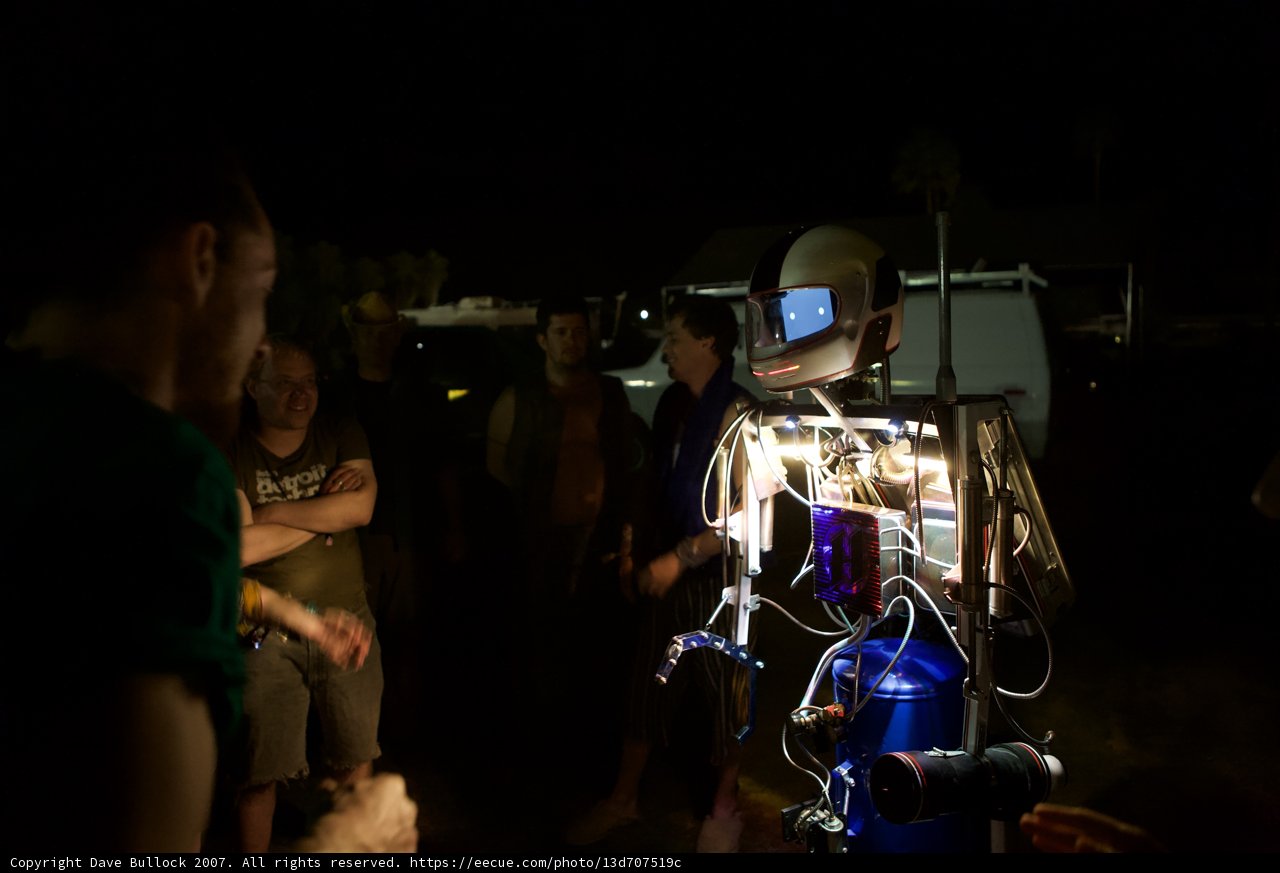 Man and Robot under the Night Sky