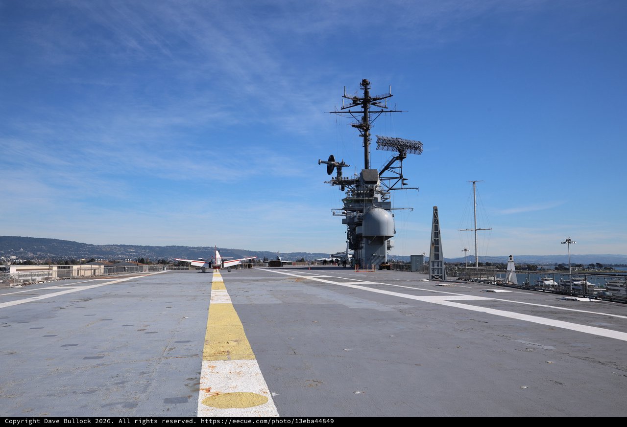 Flight Deck View of USS Hornet Aircraft Carrier