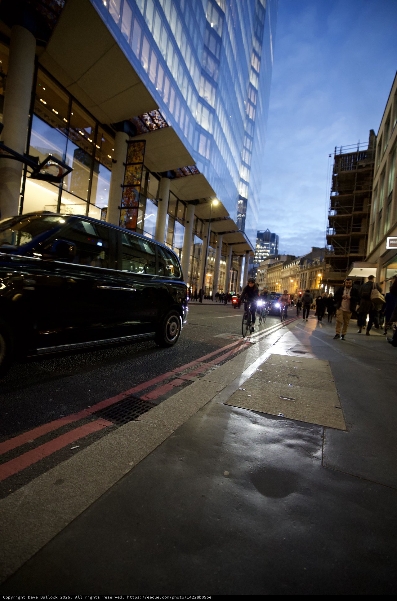 Modern London Street Scene at Dusk