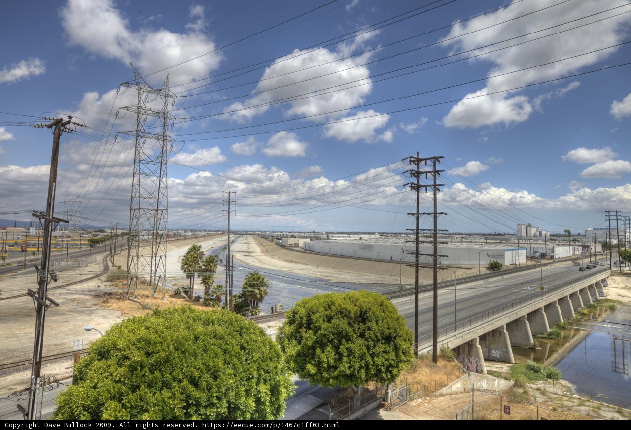 A Sky-High View of the Freeway and Power Lines