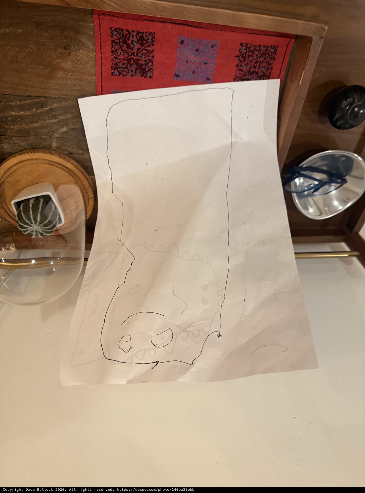 Minimalist Line Drawing on Translucent Paper with Still Life
