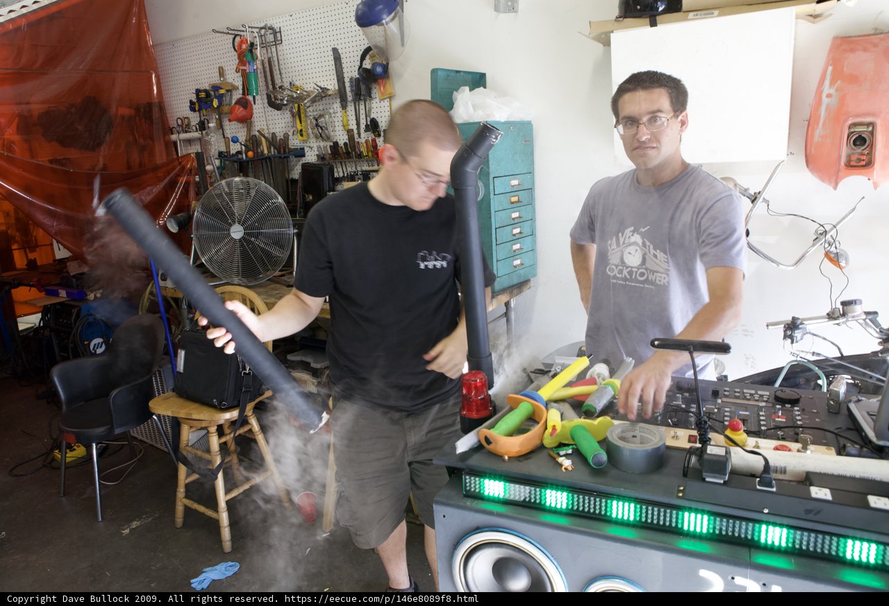 Factory Workshop with Two Men and a Speaker