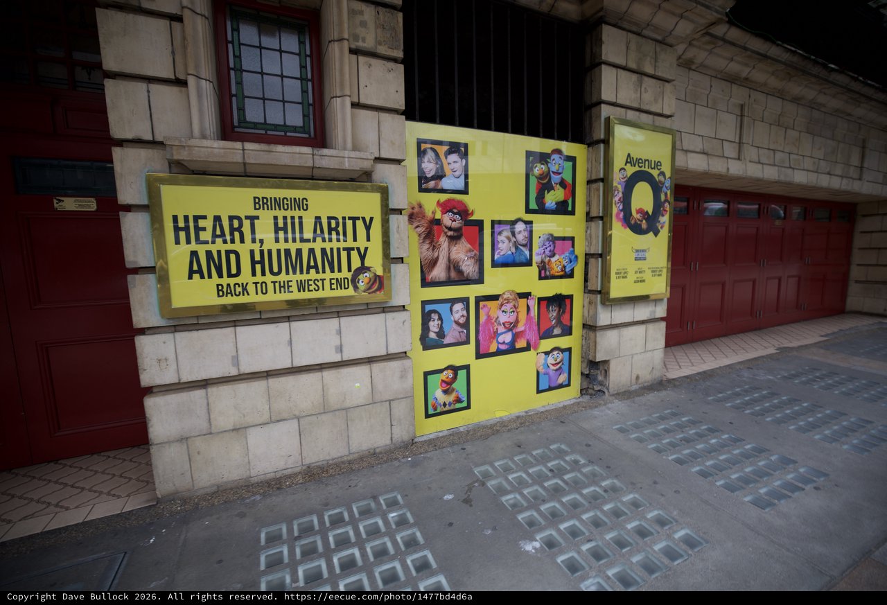 Avenue Q Theatre Posters on West End Building