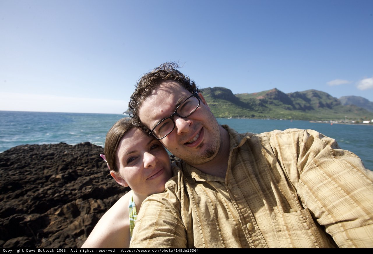 Couple's Selfie on Hawaiian Volcanic Coastline