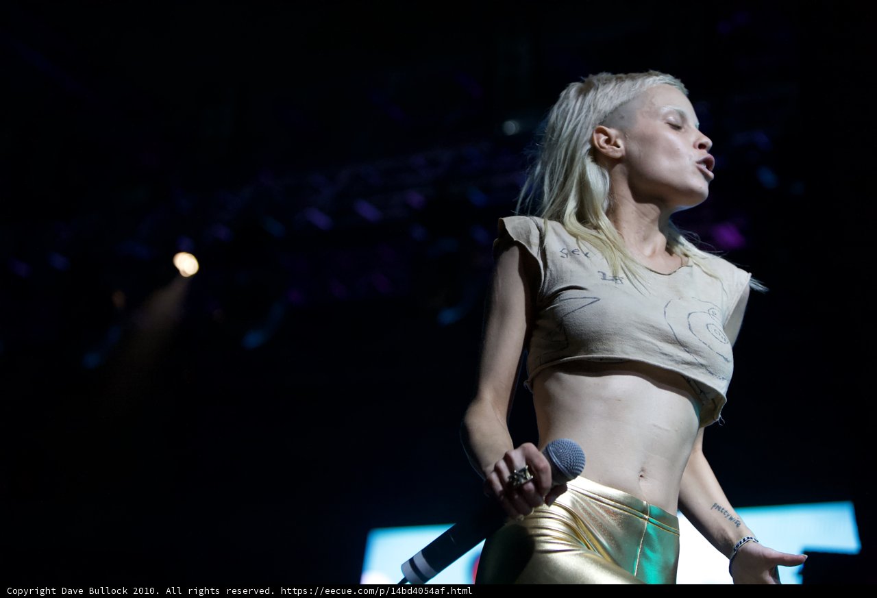 Yolandi Visser on Stage in Golden Outfit