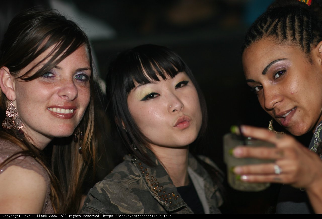 Three Friends Posing at a Night Club Party