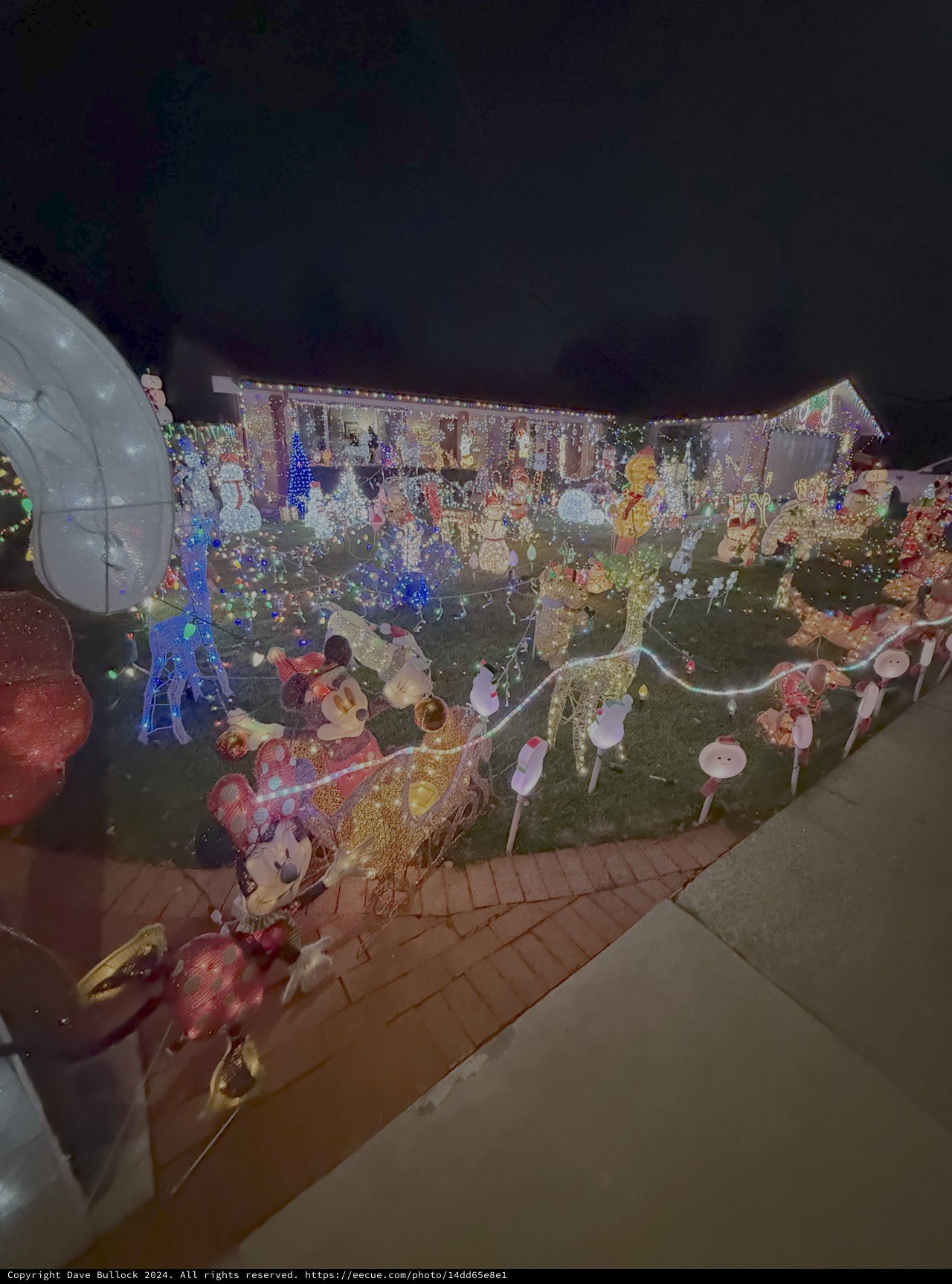 Elaborate Christmas House Display at Night