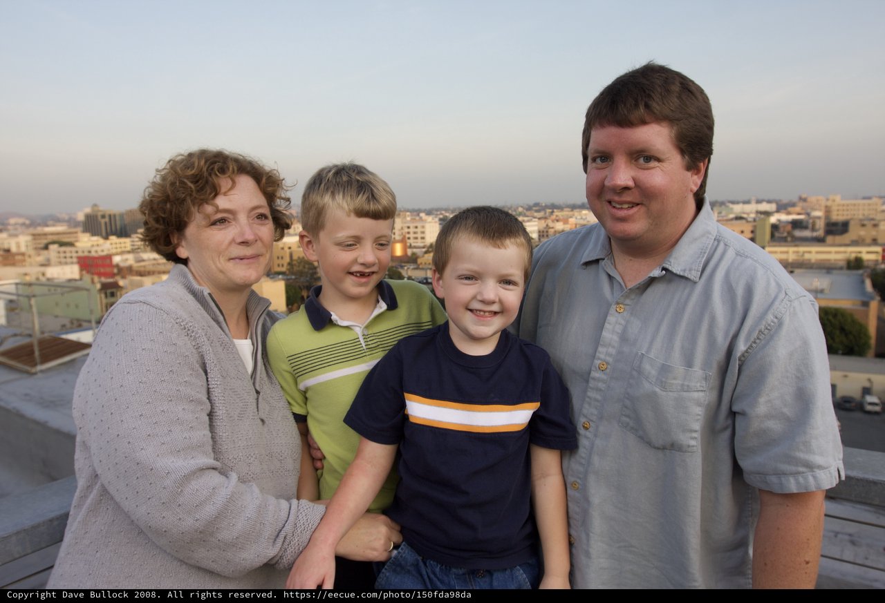 Family Portrait on Rooftop at Golden Hour