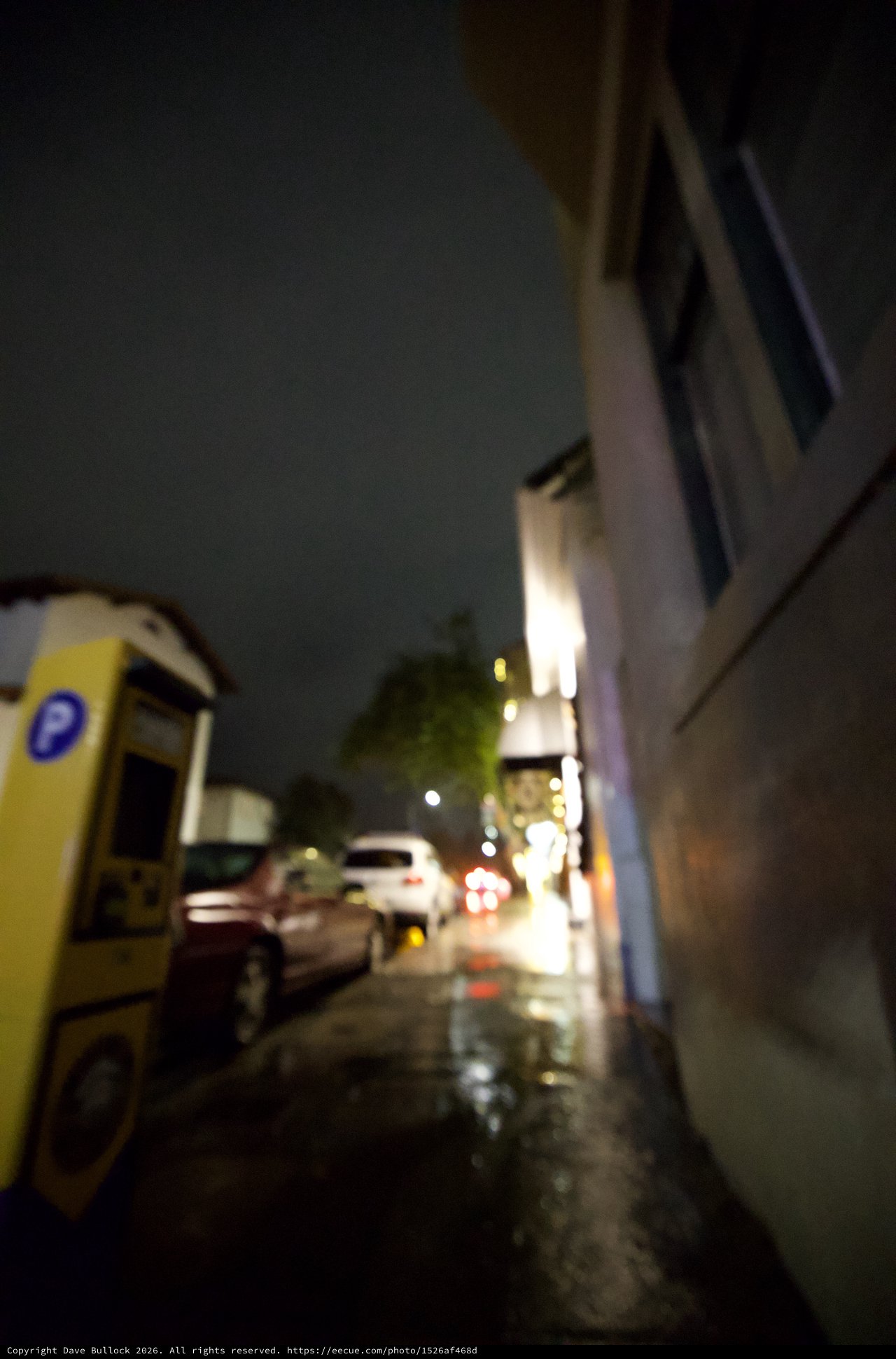 Rainy Night Street Scene in Urban Downtown