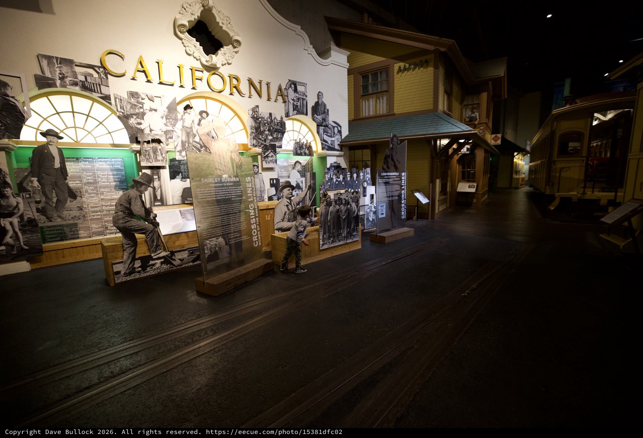 California History Museum Exhibit Display with Historic Photos