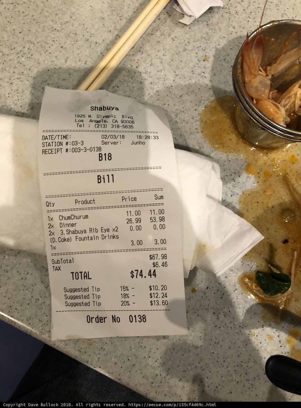 Accounting for a Meal