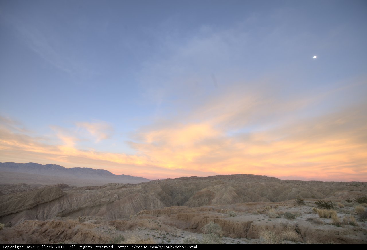 Moonrise over the Anza-Borrego wilderness