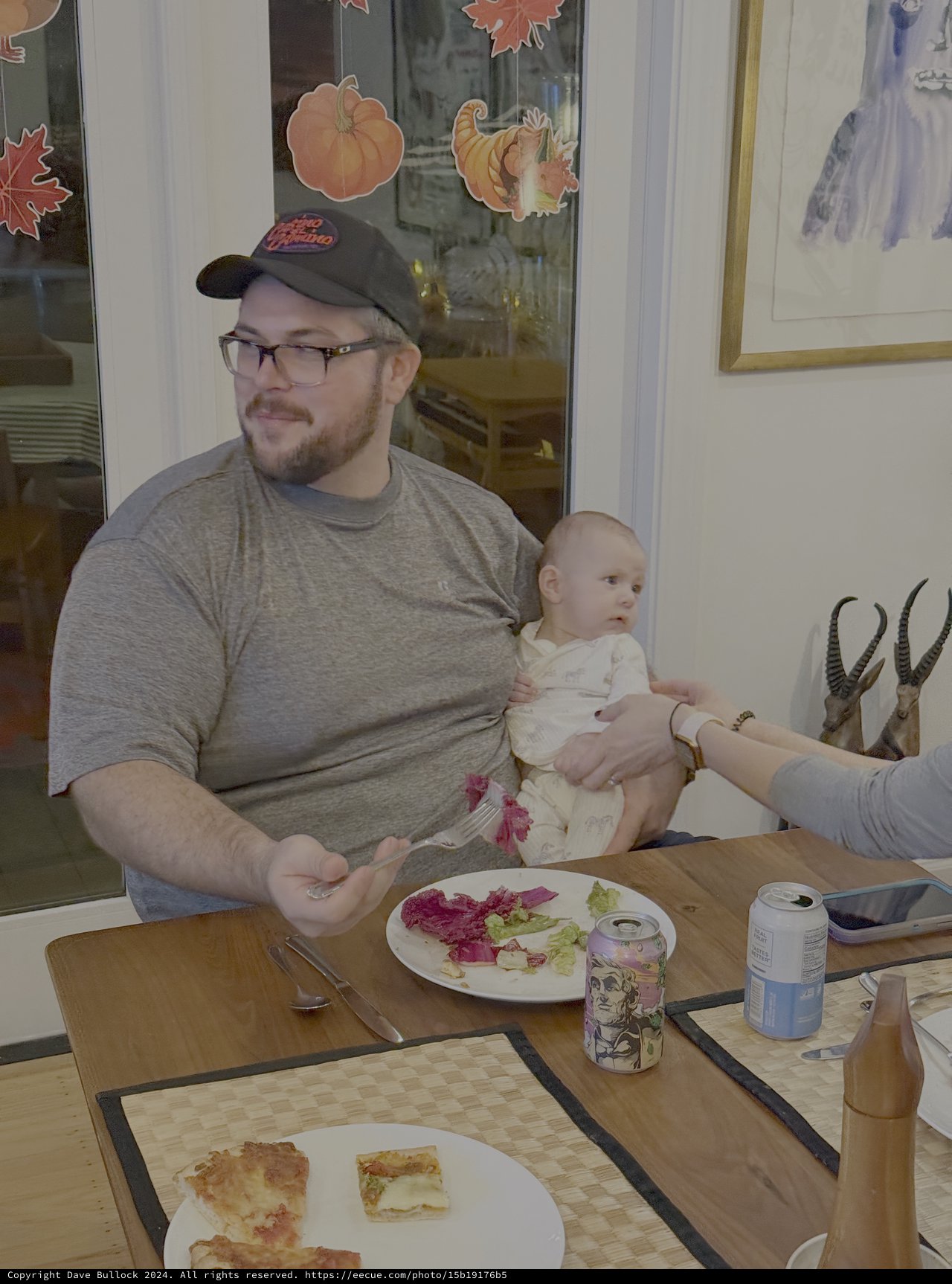 Father and Baby Enjoying Holiday Meal Together