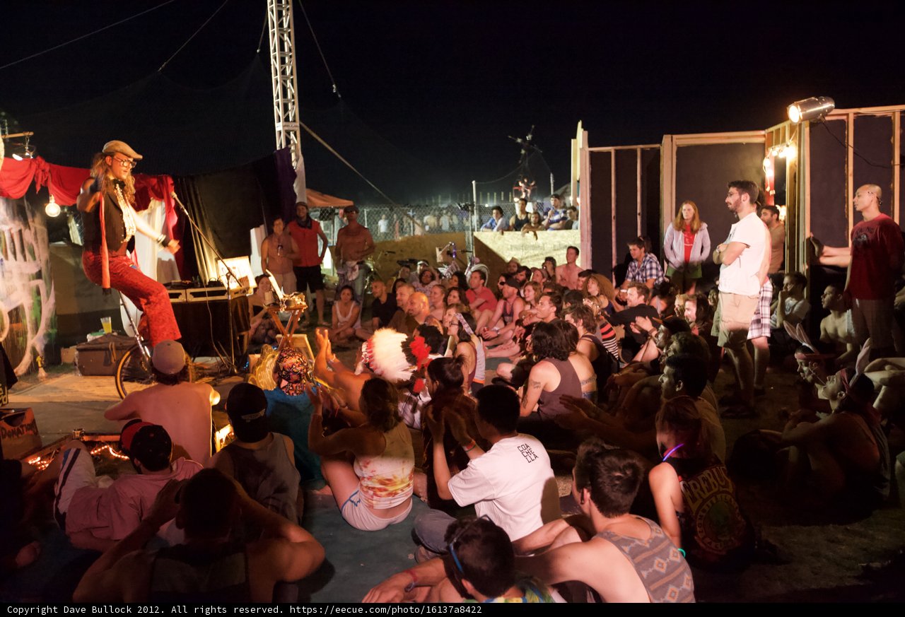 Coachella Nightlife: Crowded Stage under the Night Sky