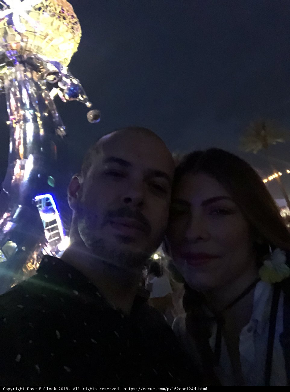 Nighttime Selfie with Illuminated Sculpture