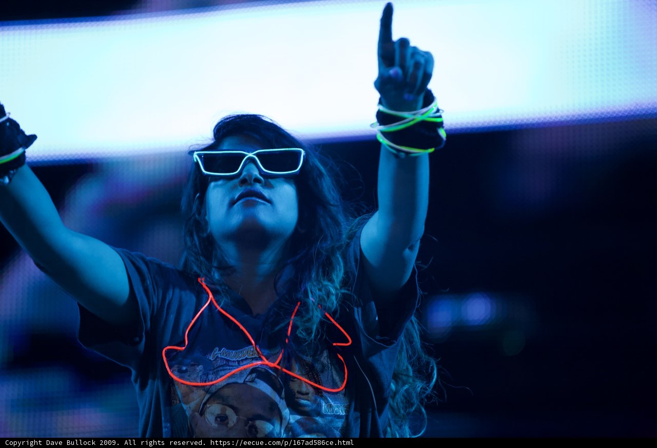 Neon Sunglasses and Finger Pointing