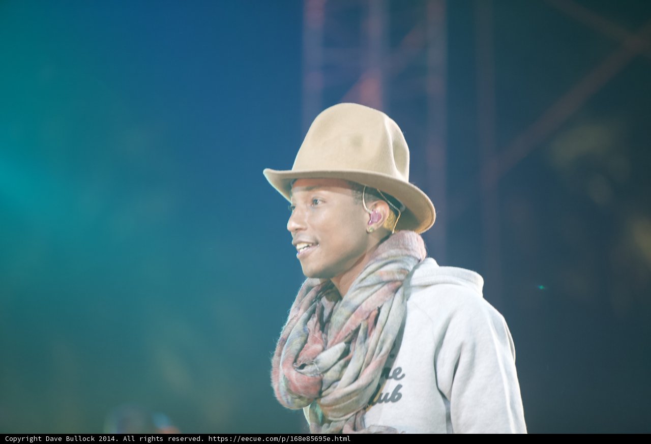 Pharrell Williams Rocks a Cowboy Hat and Scarf on Stage at Coachella