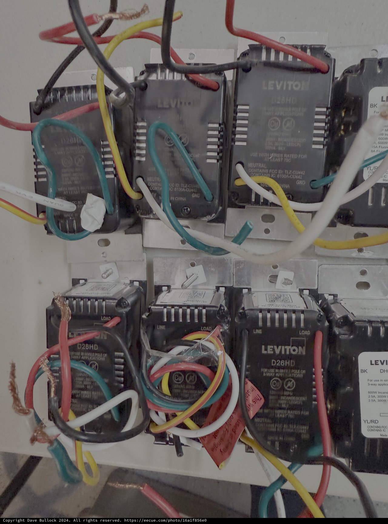 Complex Electrical Panel with Leviton Dimmers