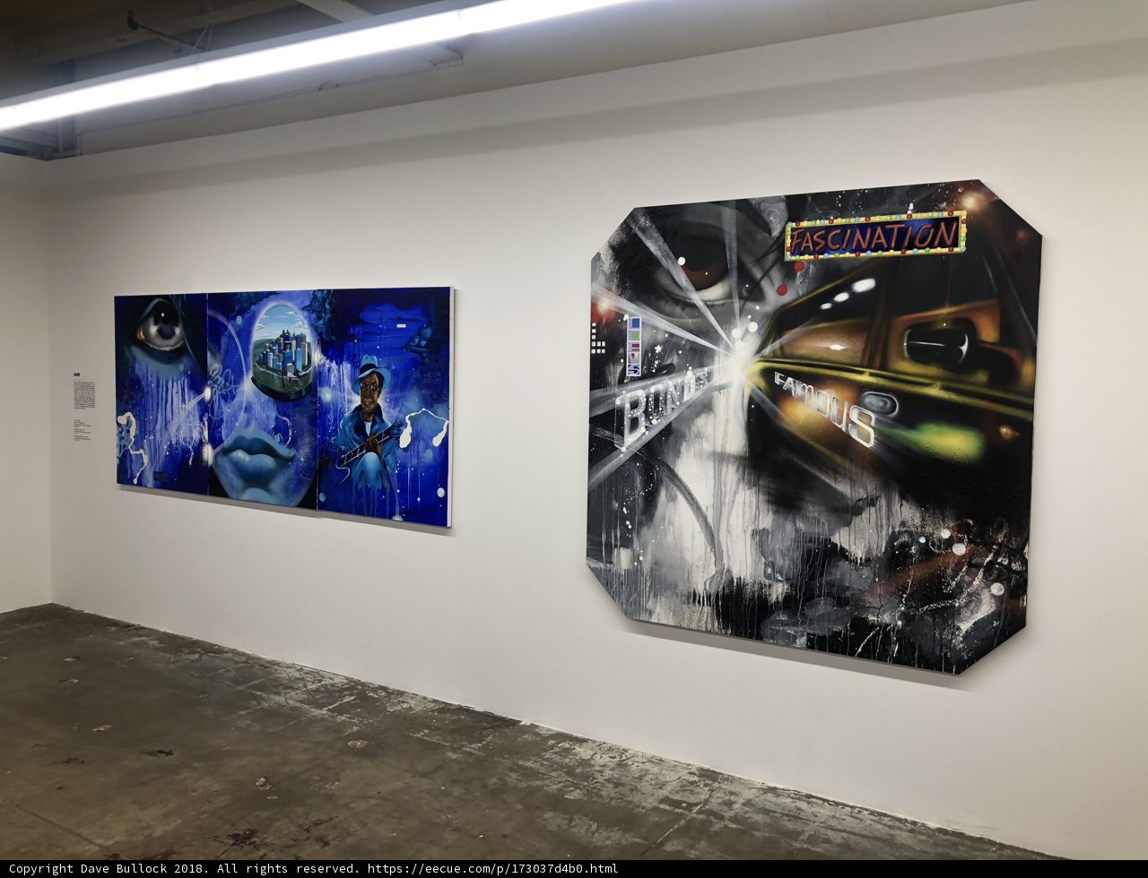 A Display of Contemporary Paintings in a Modern Art Gallery
