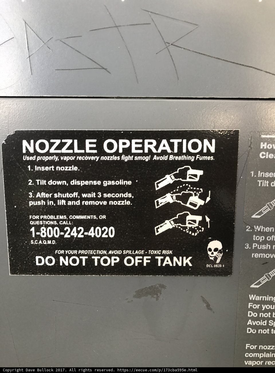 Nozzle Operation Sign on Metal Box