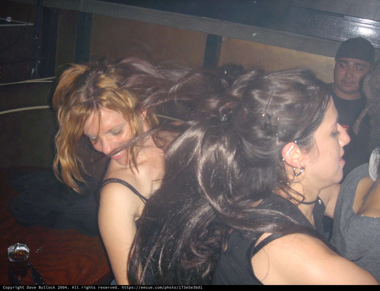 Two Women Dancing Wildly at Nightclub Party