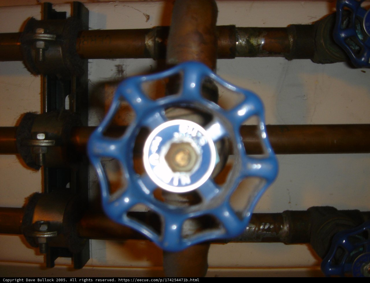 Blue Handled Valve in Close Up