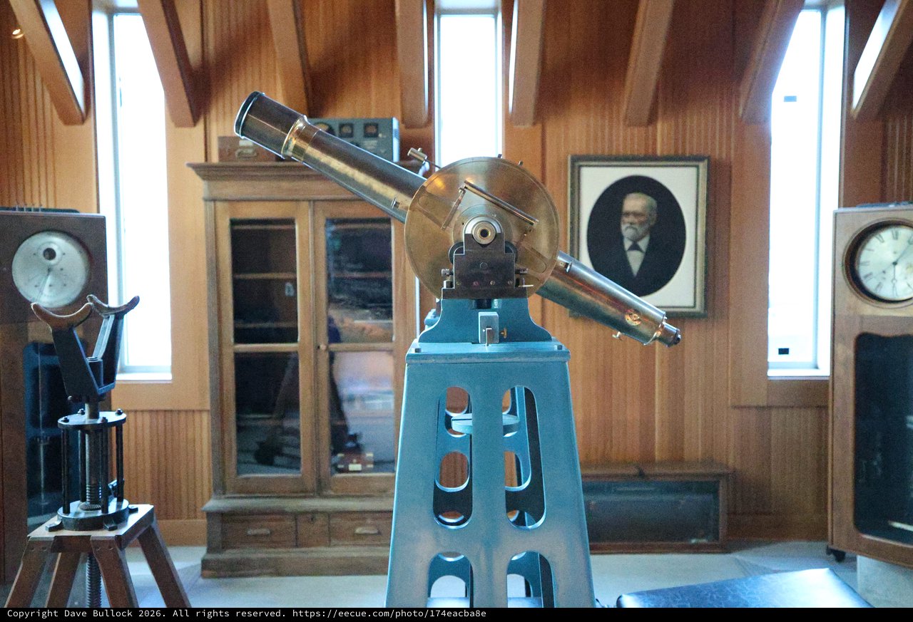 Vintage Astronomical Telescope in Historic Observatory