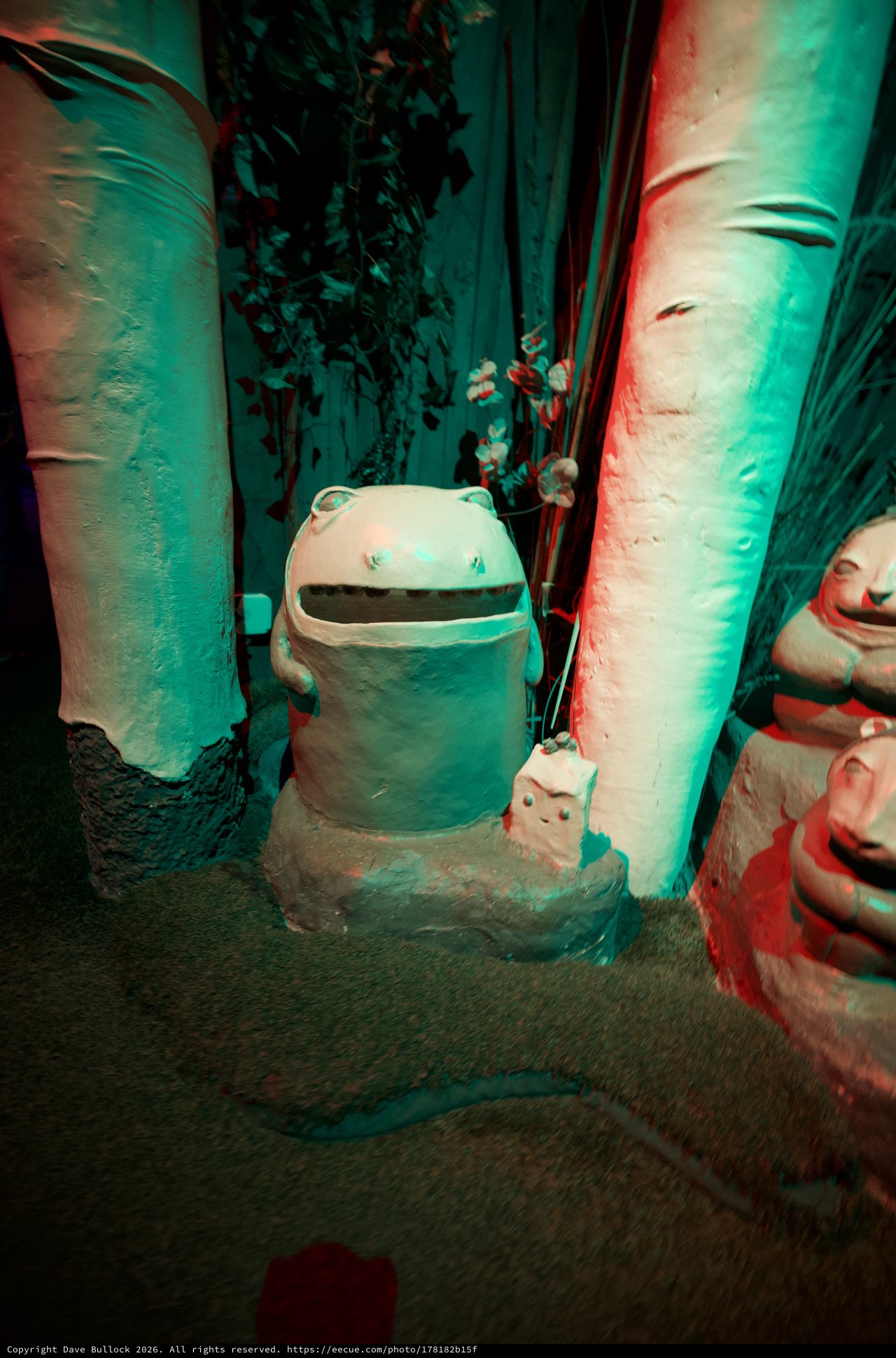 Whimsical Frog Trash Can in Turquoise Alleyway