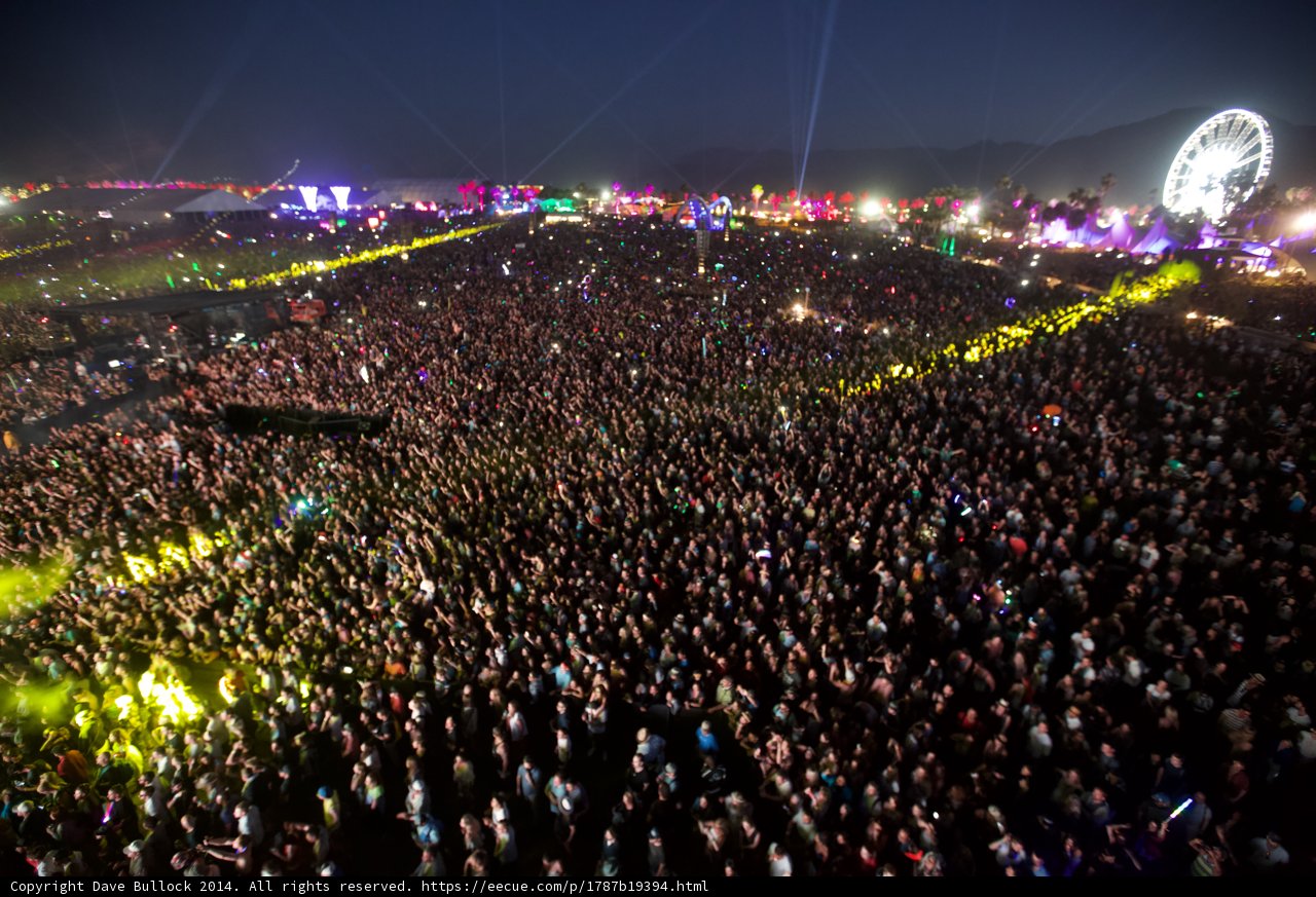 Electric Atmosphere: A Music Festival Crowd under the Night Sky