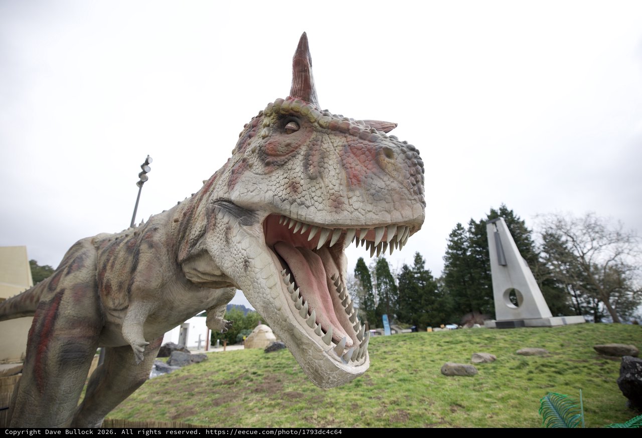 Fierce Carnotaurus Dinosaur Sculpture Display at Park