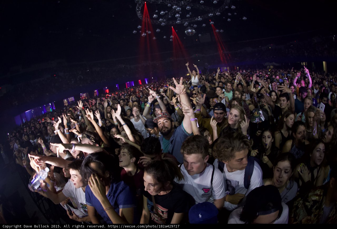 Crowd with Red Lasers