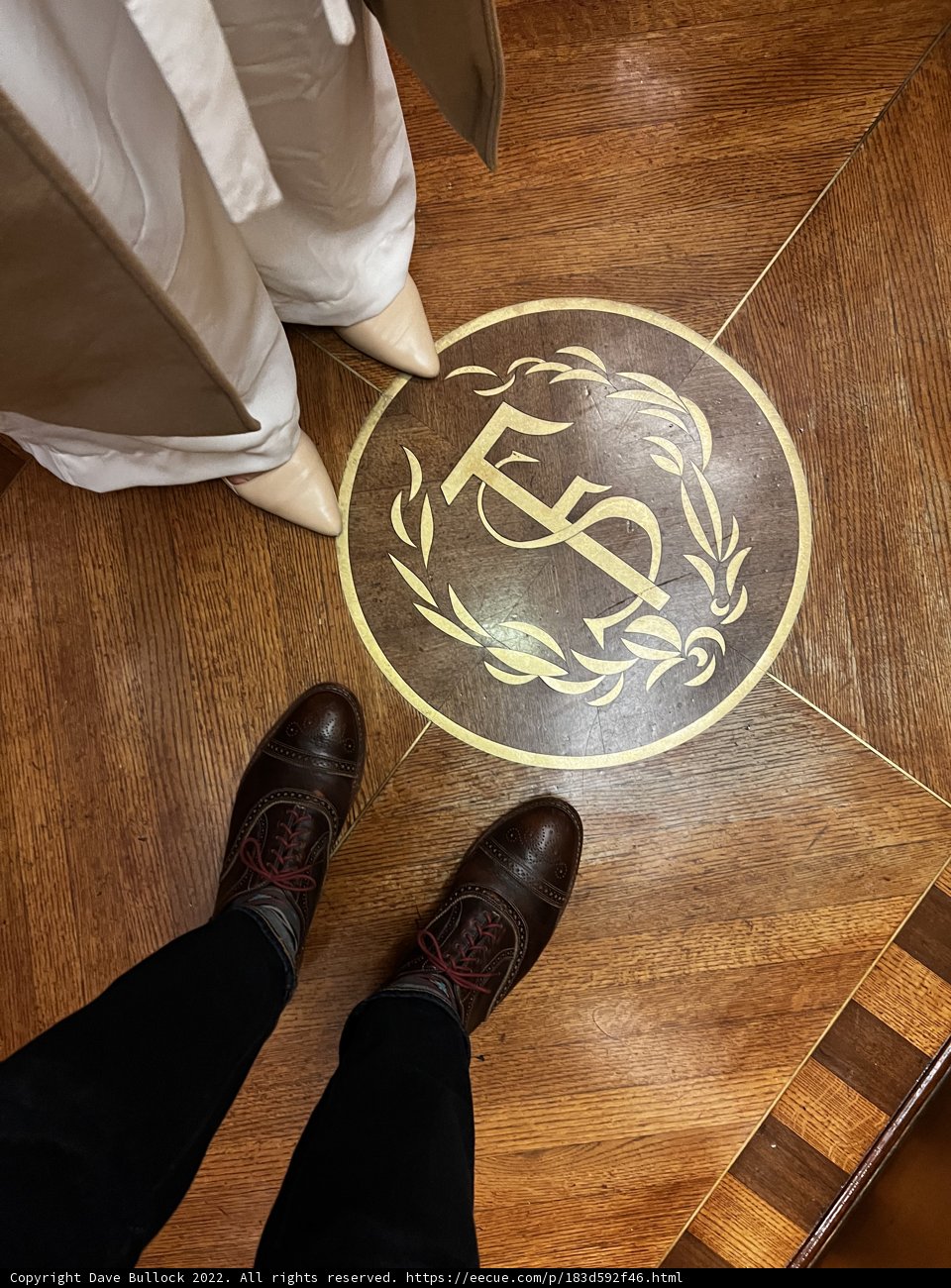 Standing on a Stained Wood Logo Floor