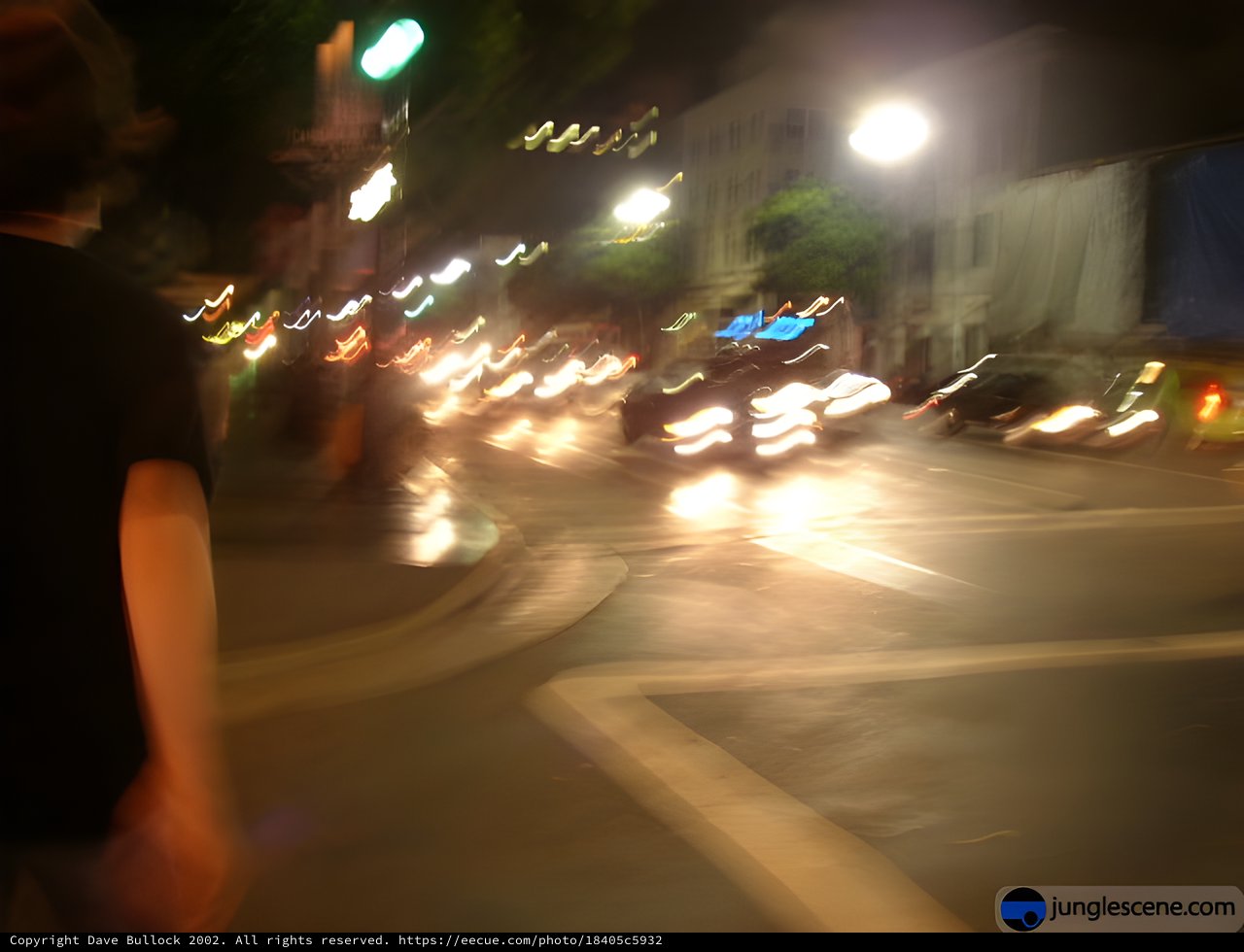 Blurry Night Street Scene with Motion Blur
