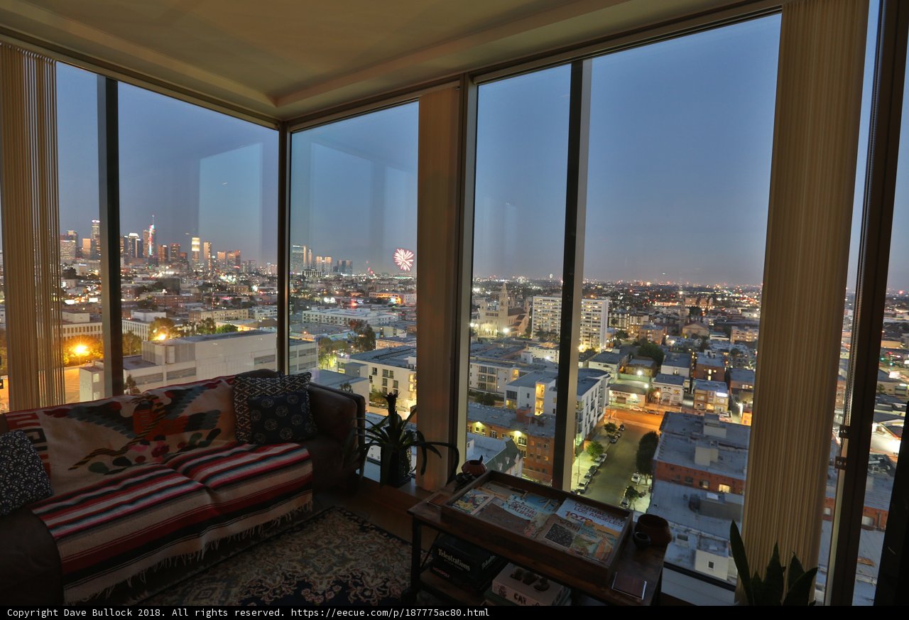 Cityscape from a Penthouse Living Room Window