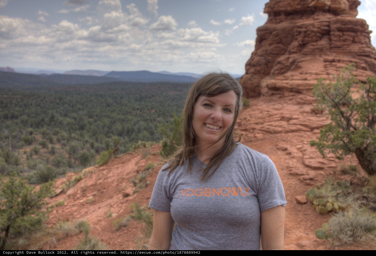 Smiling Hiker Among Sedona's Red Rock Formations