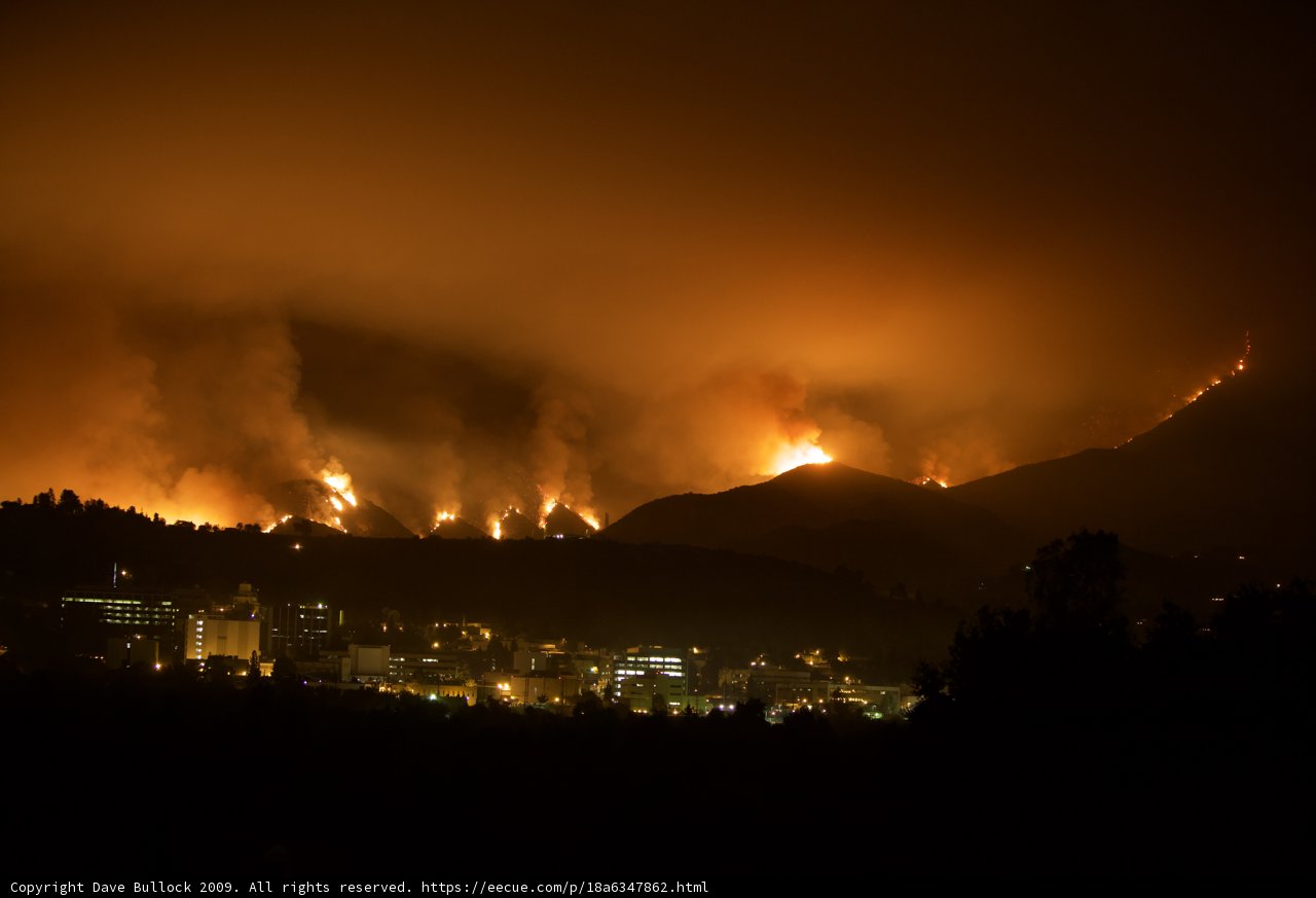 City Lights and Mountain Fire