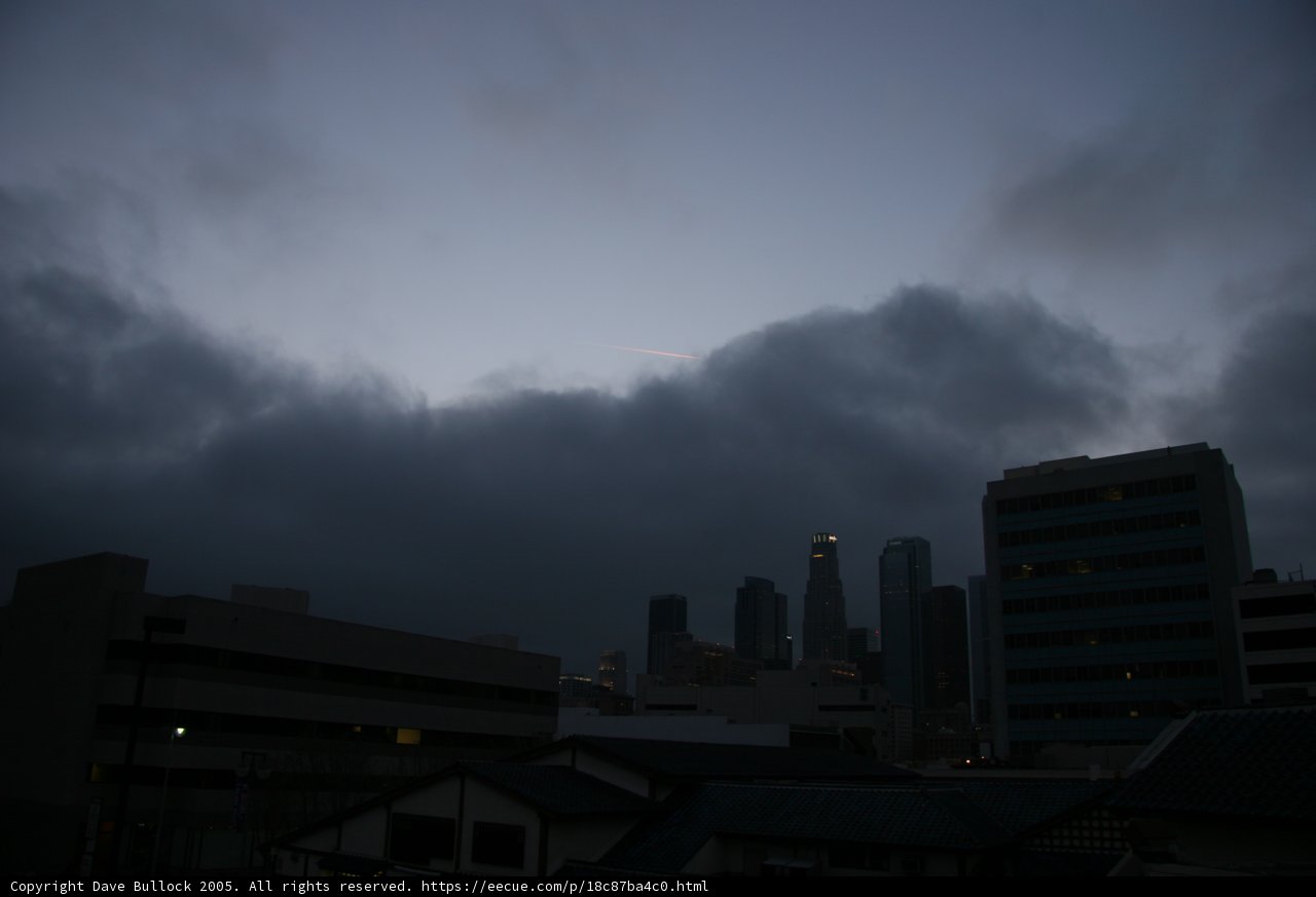 Skyline of Los Angeles through the Clouds