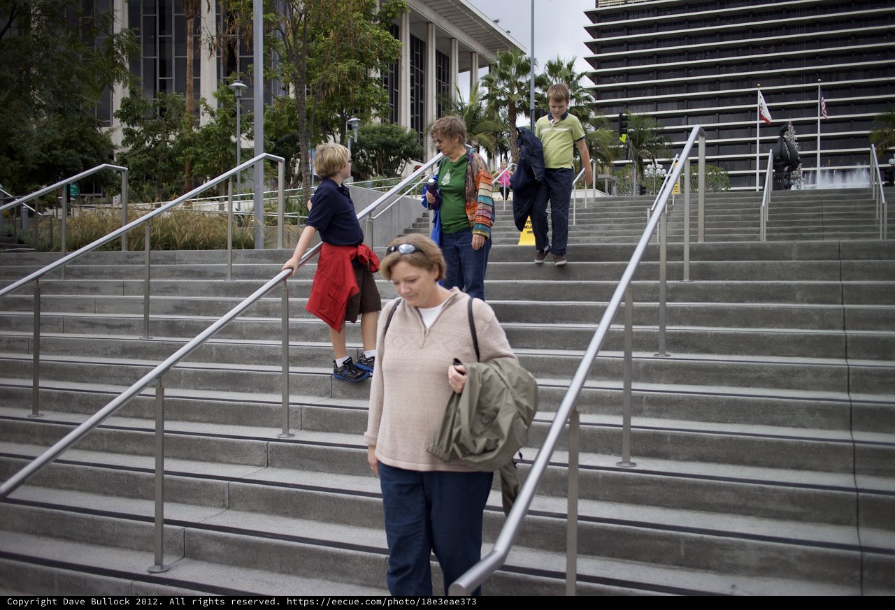 Family Descending Grand Civic Plaza Staircase