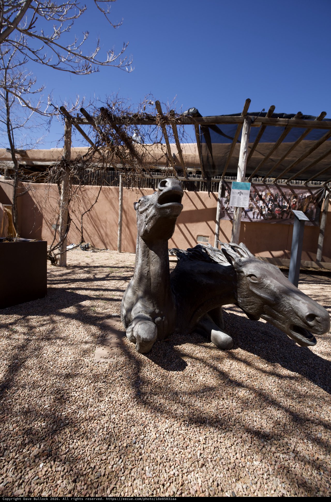 Bronze Horse Sculptures at Adobe Courtyard in Santa Fe