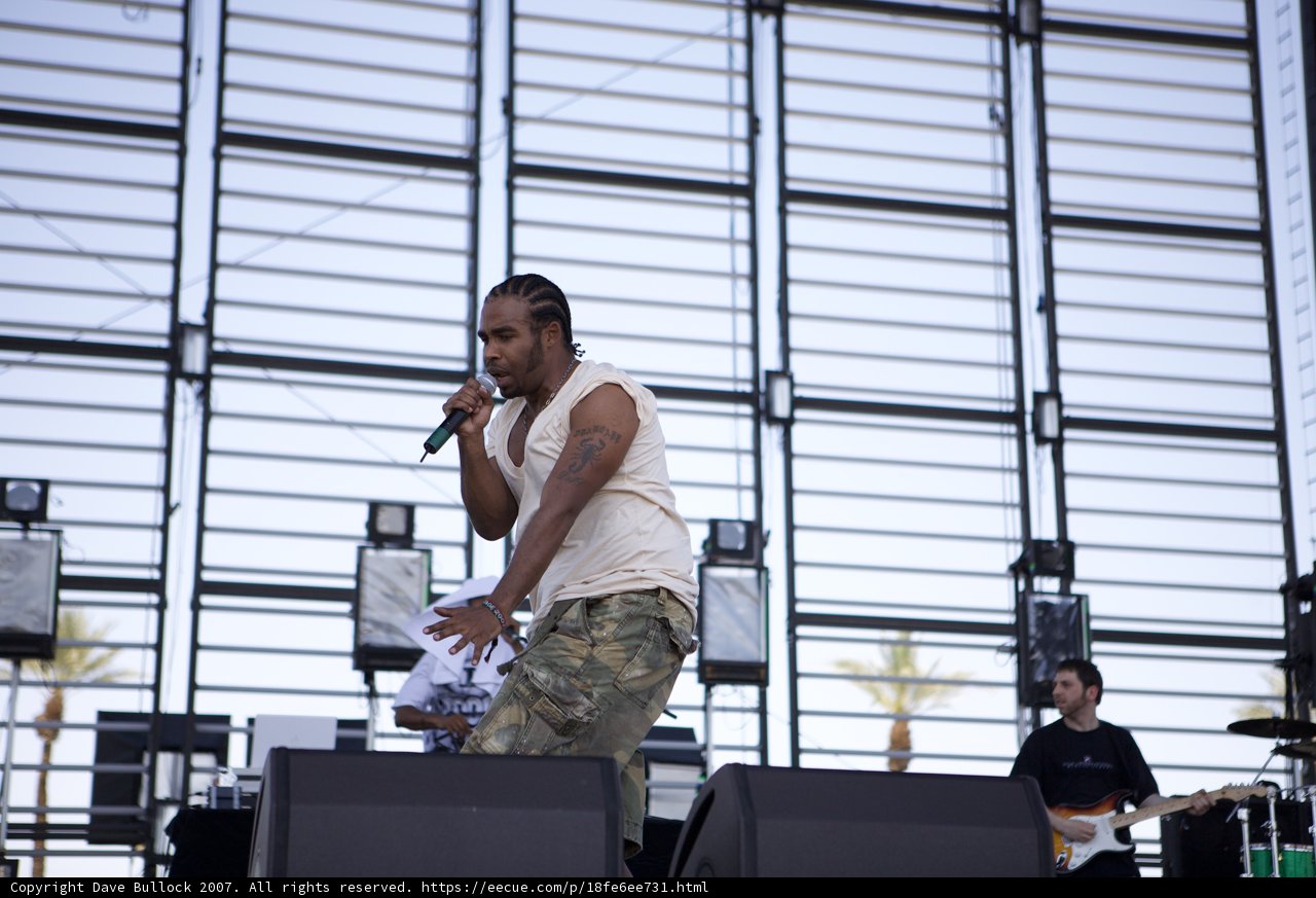 Pharoahe Monch Performs at Coachella in Camouflage Pants