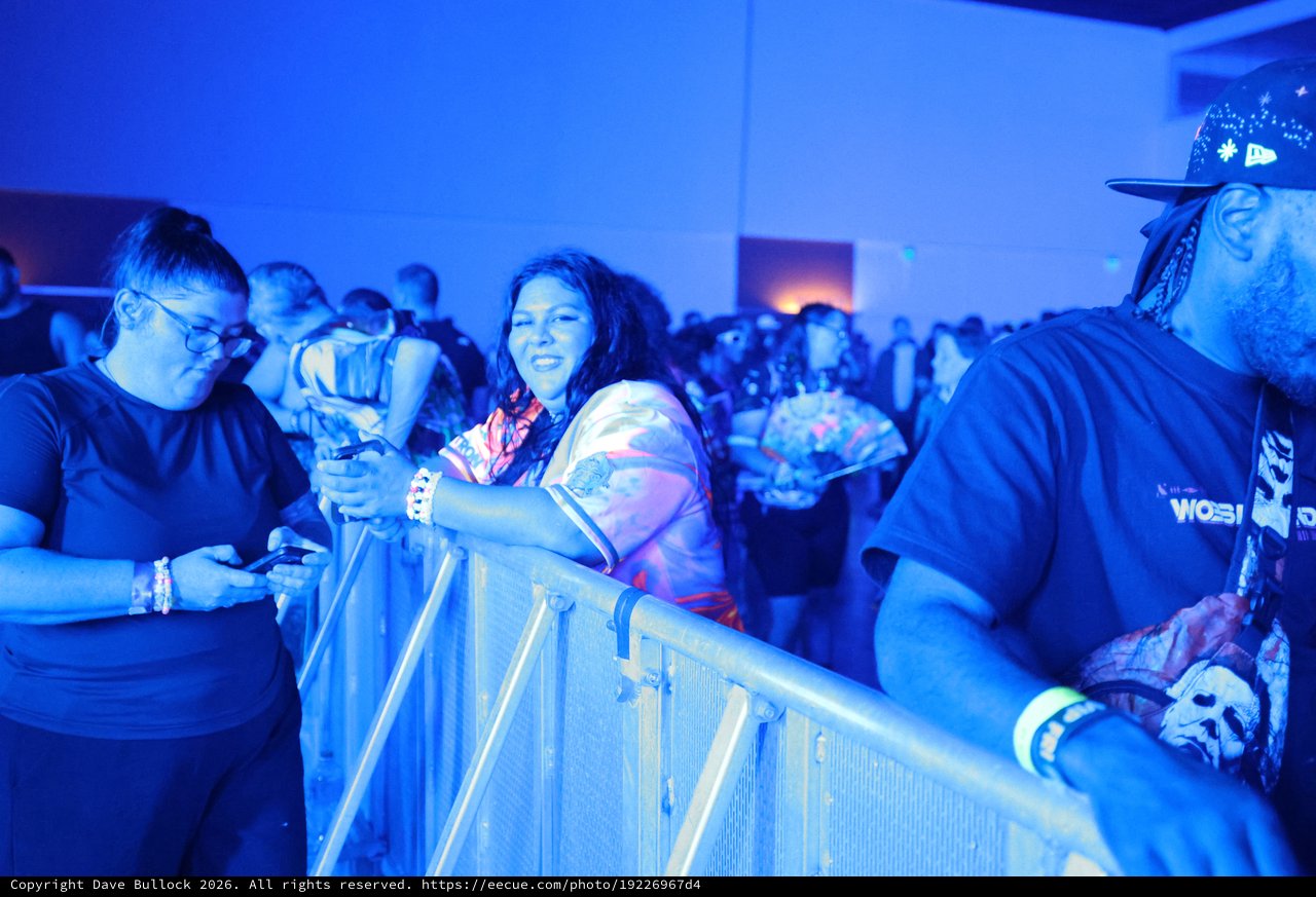 Smiling Fan at Wobbleland 2026 Concert Barrier